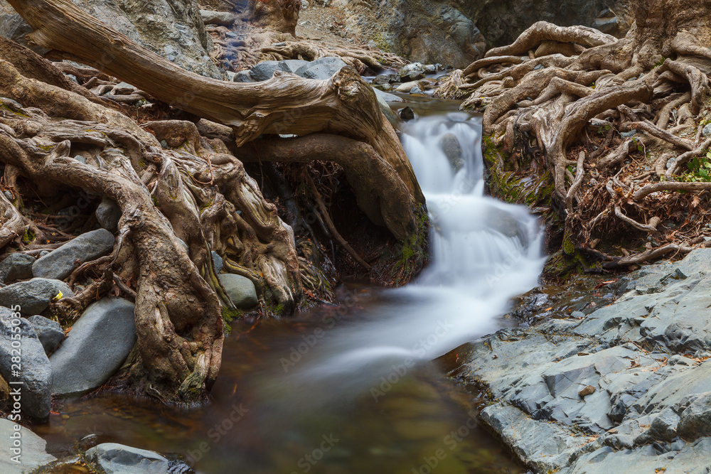 Fototapeta premium Millomeris Waterfalls near Platres in Cyprus. Long exposure