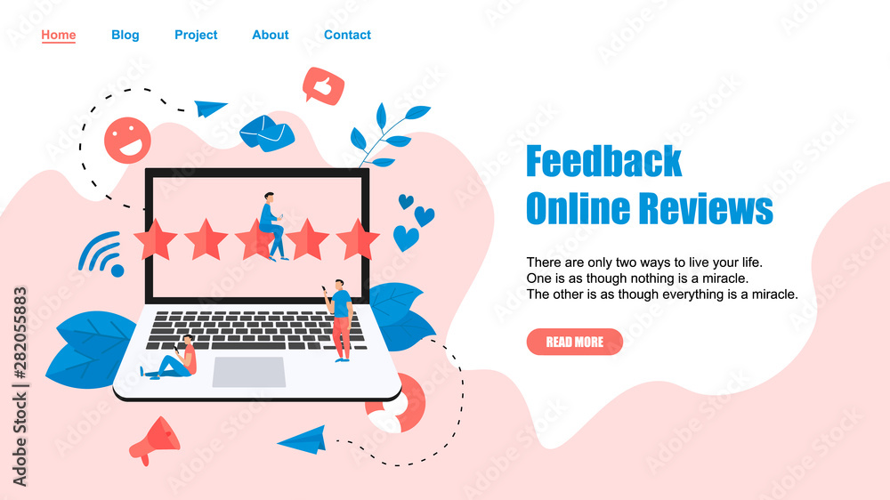 Webpage Template. Five star customer online rating. Concept of feedback. Webpage Template. Five star customer online rating. Concept of feedback.