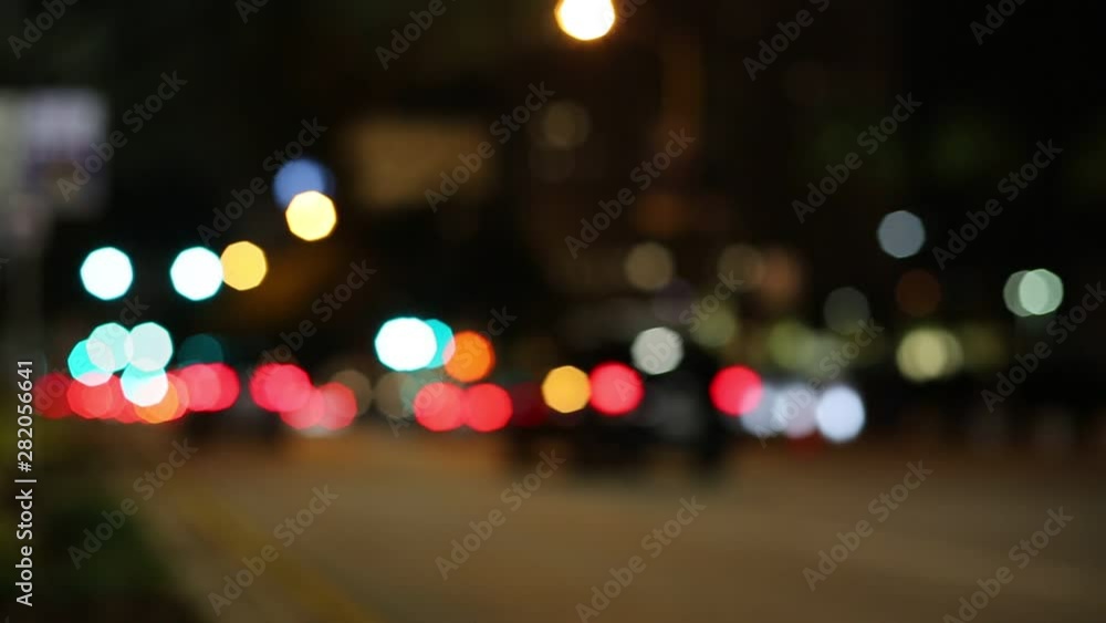 Defocused night traffic lights in Tampa downtown Defocused night traffic lights in Tampa downtown