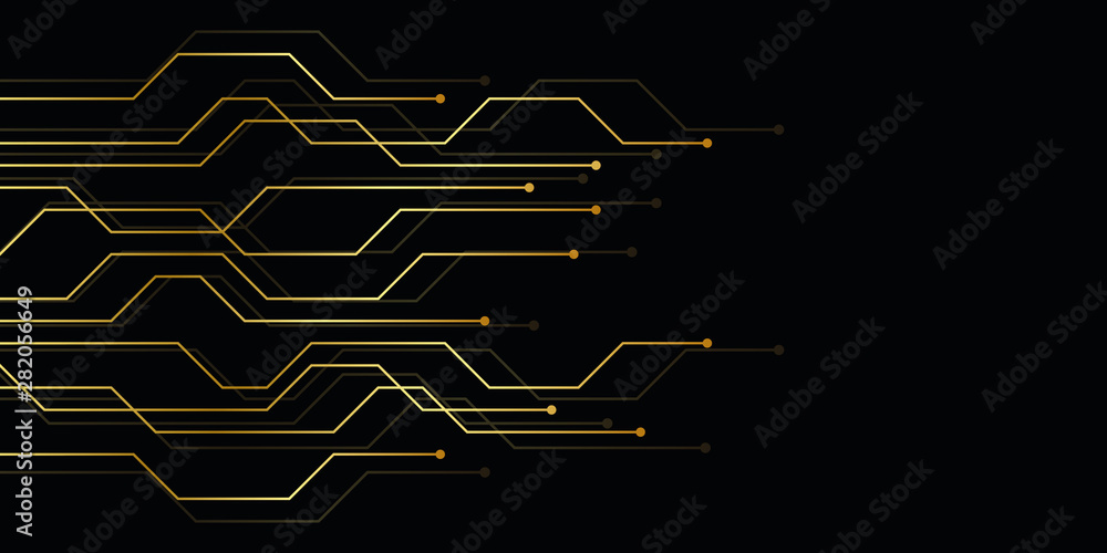 golden circuit board electronics digital technology banner vector ...