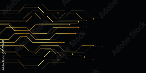 golden circuit board electronics digital technology banner vector illustration EPS10