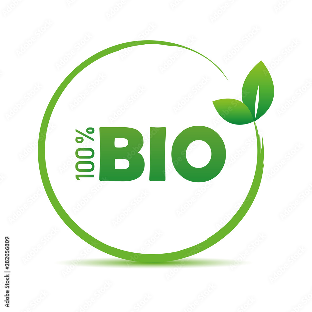 100 percent bio green quality symbol with leaf vector illustration EPS10 100 percent bio green quality symbol with leaf vector illustration EPS10