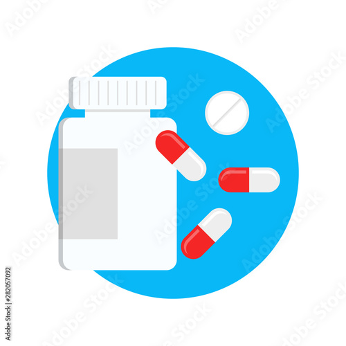 Pills Bottle Icon Illustration Drugs kill