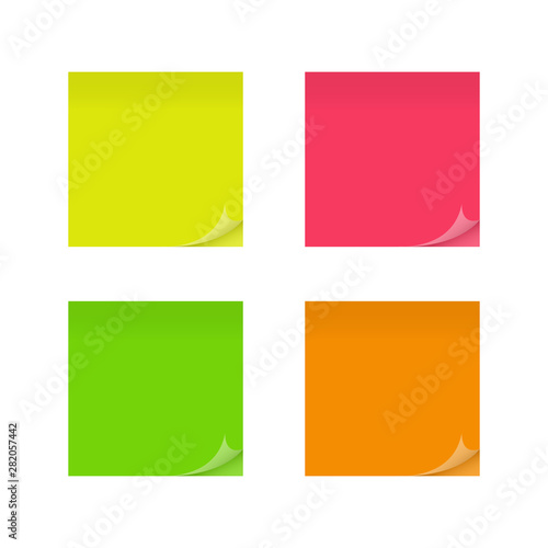 Sticky colored notes. Post note paper. Vector stock illustration