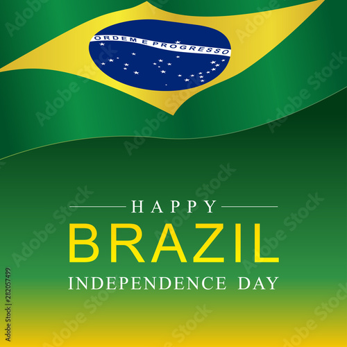 Brazil Independence day with Waving Brazil flag, Vector