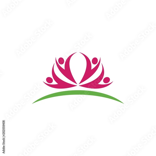 Lotus flowers ilustration human character logo