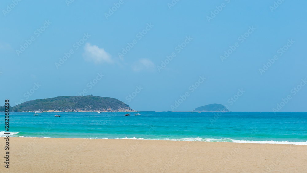 Tropical paradise beach and sea landscape. Travel, tourism concept and beach vacation