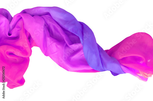 natural, delicate twisted silk tinted in pink and purple colors, isolate