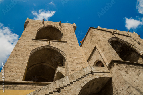  Valencia, Spain - 07/19/2019: Towers of Quart (Torres de Quart) - A Gothic Architecture