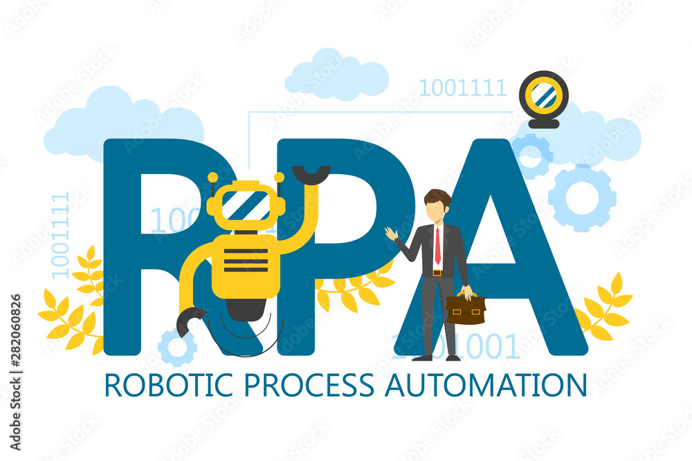 RPA robotic process automation vector isolated illustration