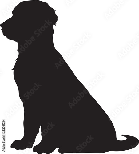 Little puppy golden retriever vector silhouette