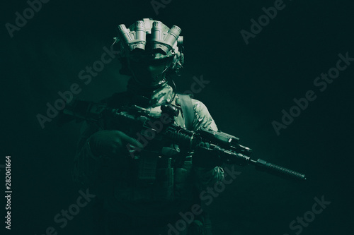 Army special forces fighter low key studio shoot