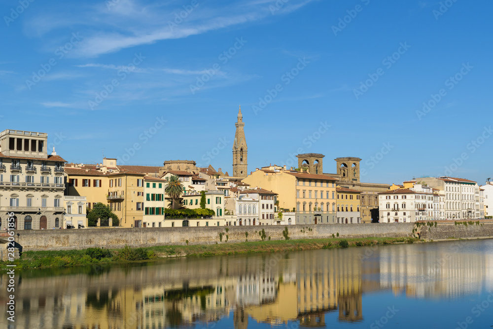 Florence buildings by Arno river, Florence, Italy