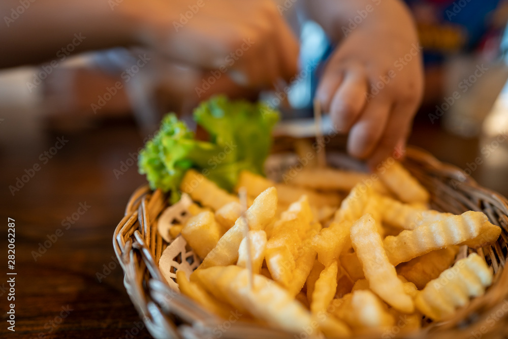 kids snack party start by French fries 