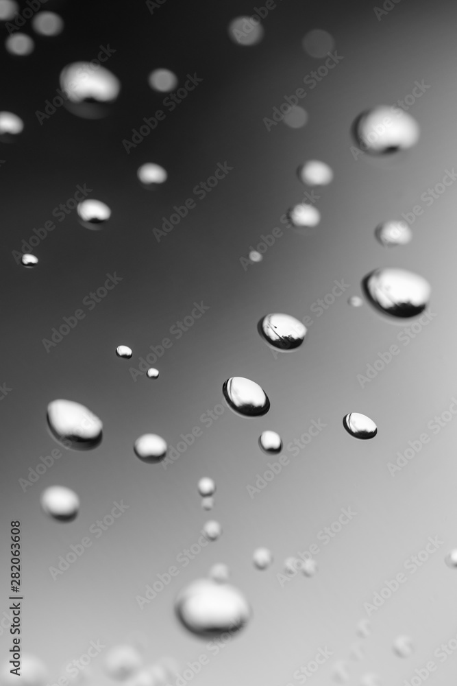 abstract water drops on plain background, black and white photography, shallow depth of field abstract water drops on plain background, black and white photography, shallow depth of field