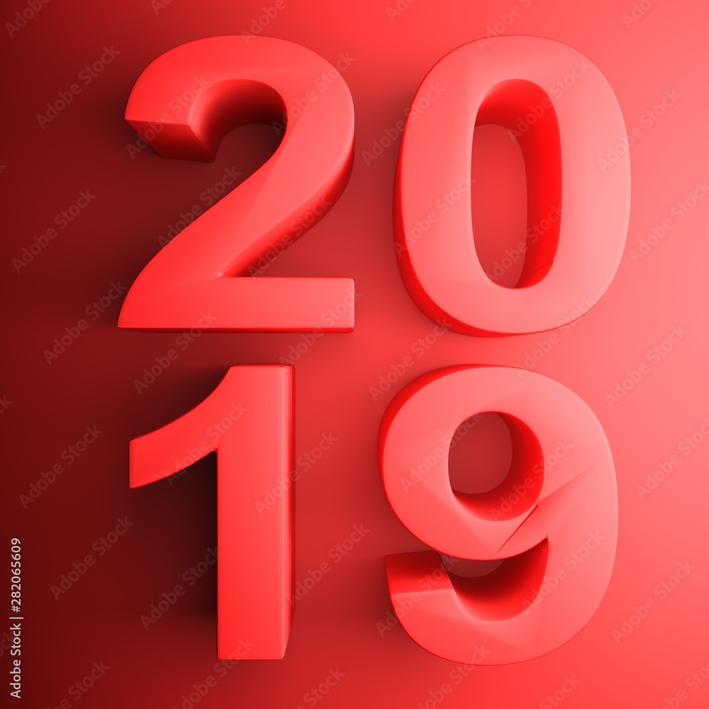 2019 red square icon - 3D rendering illustration 2019 red square icon - 3D rendering illustration