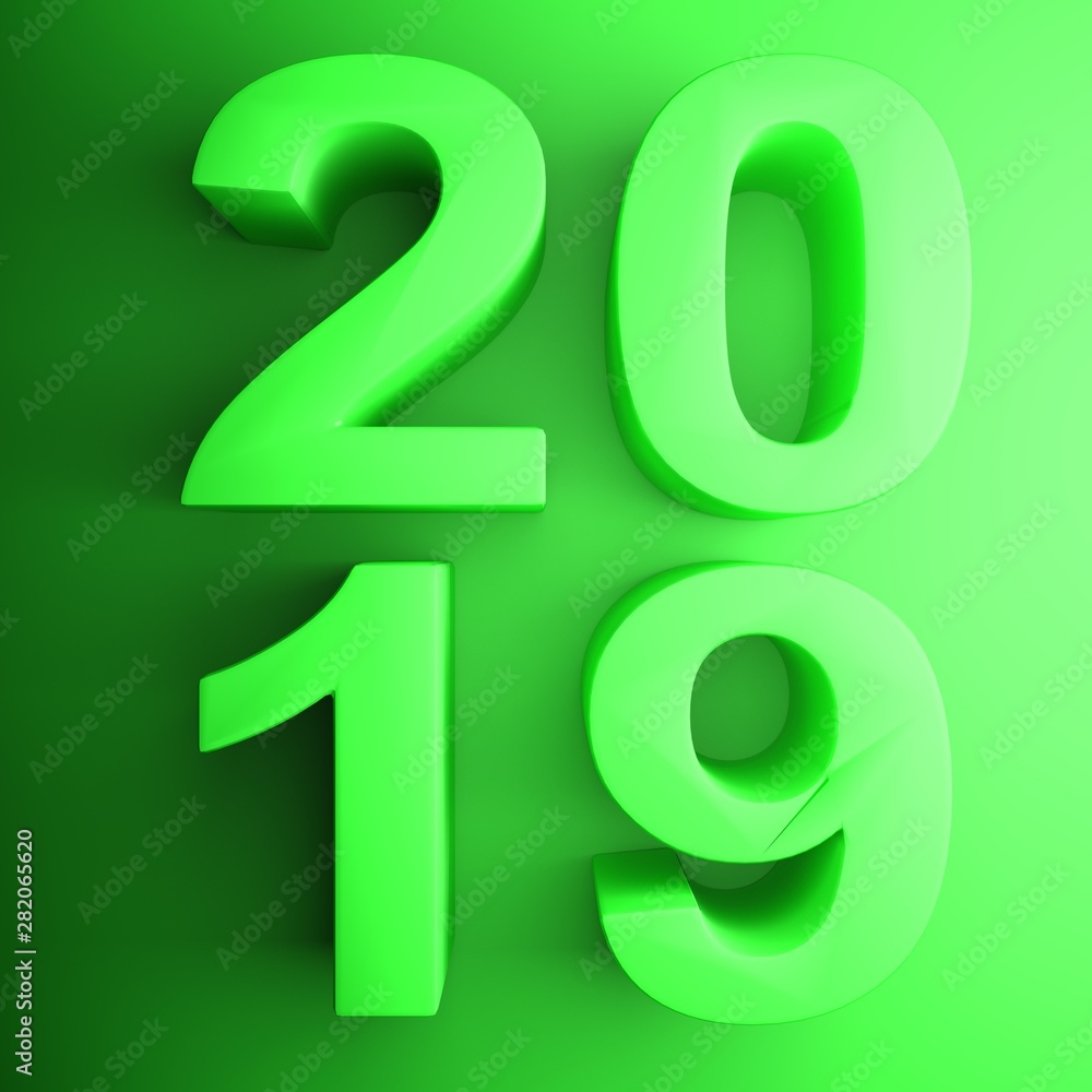 2019 green square icon - 3D rendering illustration 2019 green square icon - 3D rendering illustration