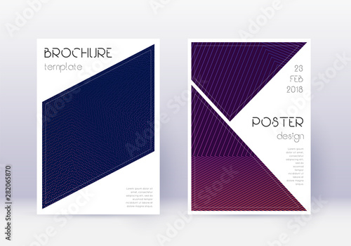 Triangle cover design template set. Violet abstrac