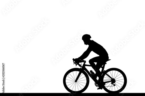 Silhouette Cycling on white background