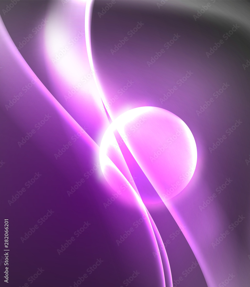 Dark space with shiny neon light motion waves. Abstract concept graphic element. Vector neon background. Technology background Dark space with shiny neon light motion waves. Abstract concept graphic element. Vector neon background. Technology background