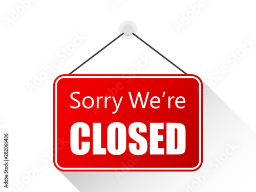 Sorry we are closed sign on door store Vector Illustration