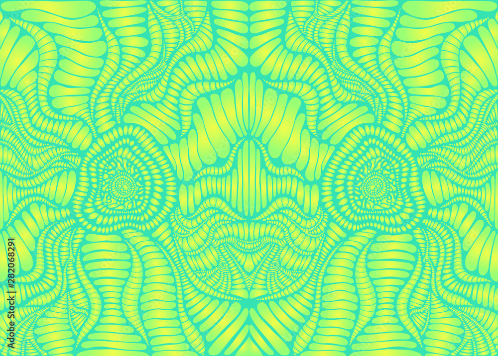 Psychedelic bright trippy colorful pattern, lime yellow gradient, and green  color outline. Decorative element original background. Vector alien fantasy  texture. Stock Vector | Adobe Stock