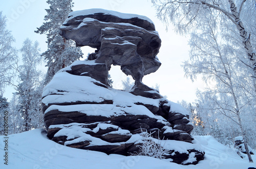 Natural background. Winter mountain landscape.