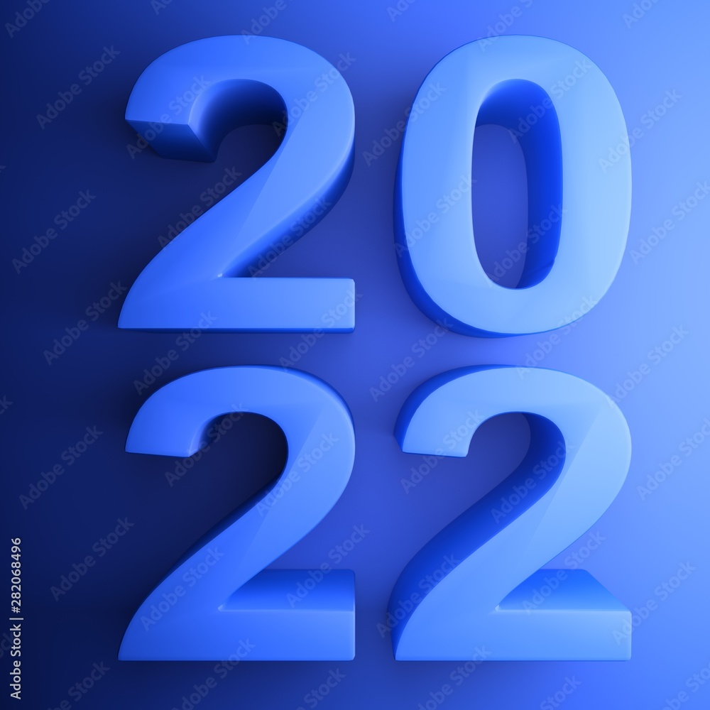 2022 blue square icon - 3D rendering illustration 2022 blue square icon - 3D rendering illustration