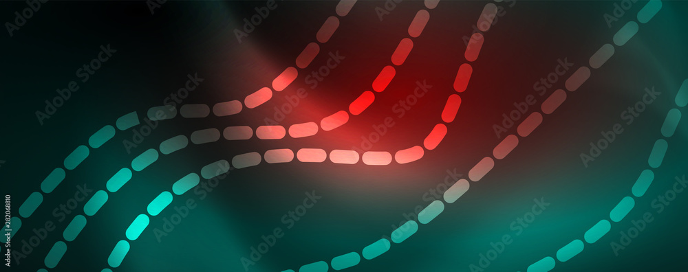 Fototapeta premium Shiny neon vector wave line abstract background, motion concept