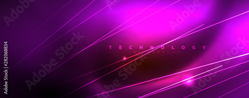 Shiny color neon light with lines  abstract wallpaper  shiny motion  magic space light. Techno abstract background