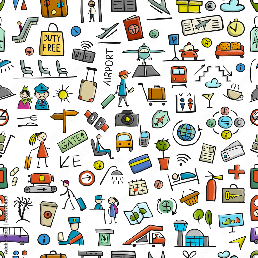 Airport background, seamless pattern for your design Airport background, seamless pattern for your design