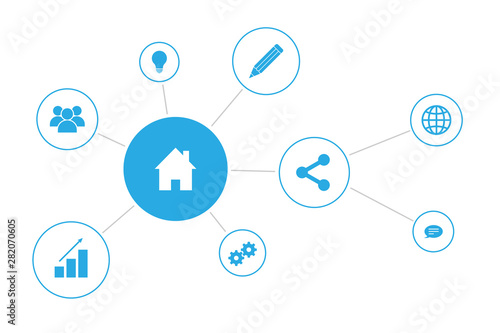 Infographics - Company Network 01 (editable lines)