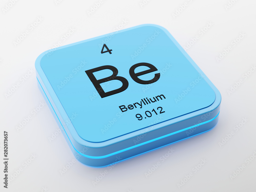 Beryllium periodic table element symbol on blue modern futuristic icon design Beryllium periodic table element symbol on blue modern futuristic icon design
