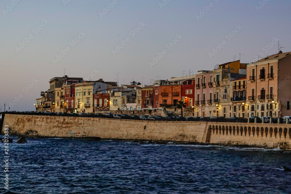 Syracuse, Ortegia, Sicily, Italy The old town of Siracusa at dawn.