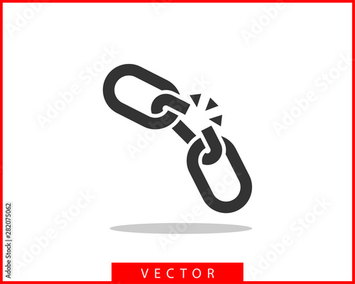 Broken chain link icon vector. Concept demage connection or join in business. Disconnect symbol isolated on white background.