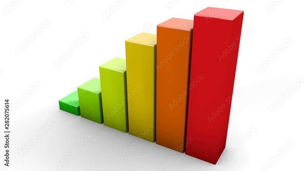 Top view of financial growing graph, colorful income distribution figure chart Top view of financial growing graph, colorful income distribution figure chart
