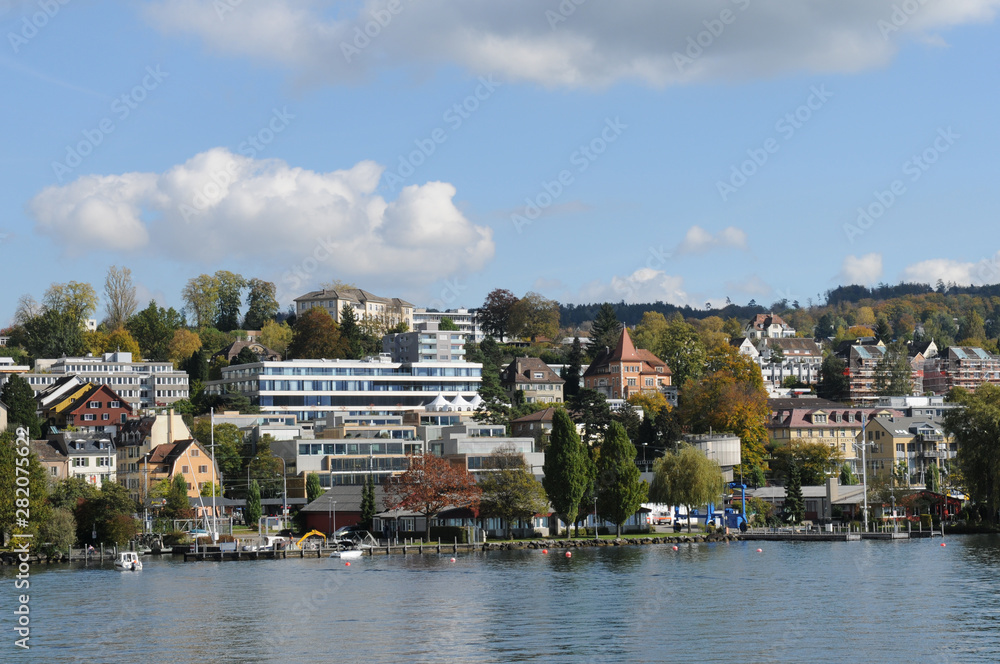 Switzerland: The sea police in Zürich Seefeld and the Epilepsy Clinic ion top of the hill
