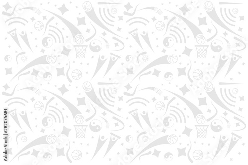 Black and whitek pattern for basketball sports competition with traditional elements. Vector illustration.