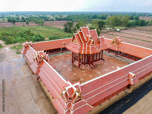 Unseen Thailand temple name : Wat Pa Nong Chad in Maha Sarakham city. Amazing Red temple in Thailand. photo