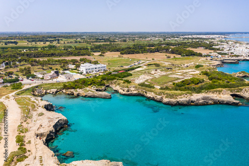 Tower and bay of Roca Vecchia, Brindisi region, Apulia, Italy