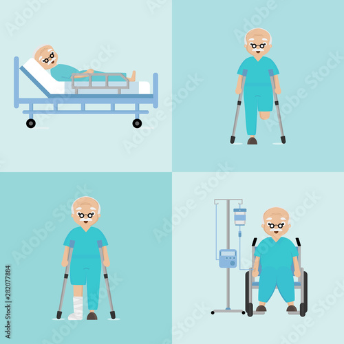 Disabled and injured old man.