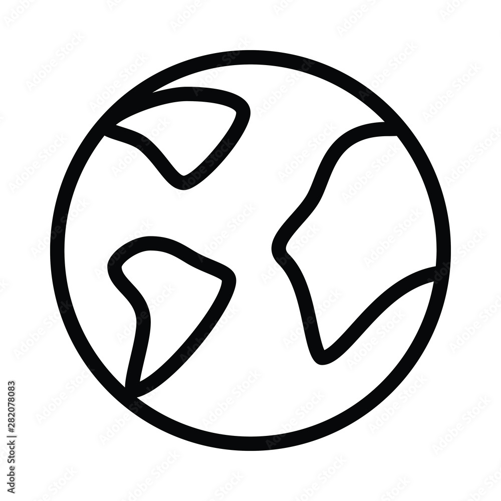 Black globe icon isolated on white background.