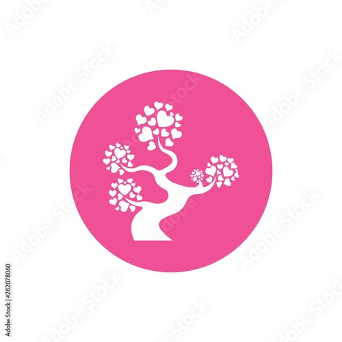 Love tree with heart leaves vector illustration