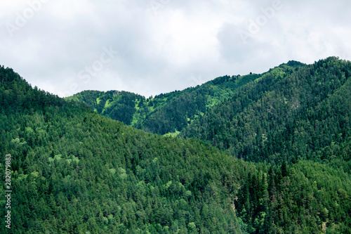 mountain landscape - mountains forest, rocks glaciers snow clouds, Dombay, Karachay-Cherkessia, Russia © сергей тарануха