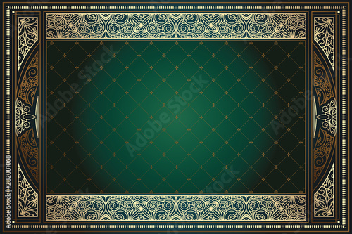 Golden ornate art deco vintage card