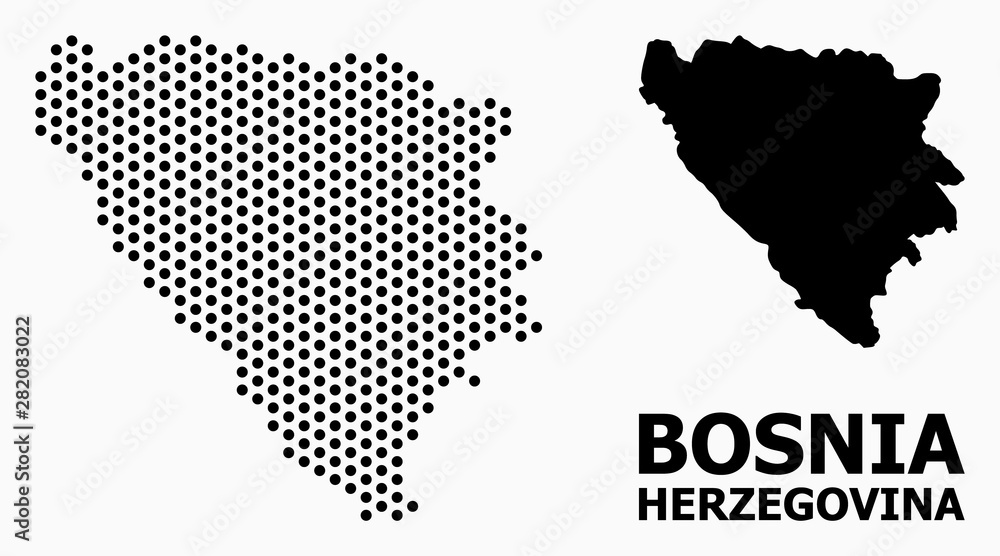 Dotted Mosaic Map of Bosnia and Herzegovina
