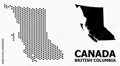 Dotted Mosaic Map of British Columbia Province