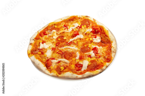 Pizza on the white background