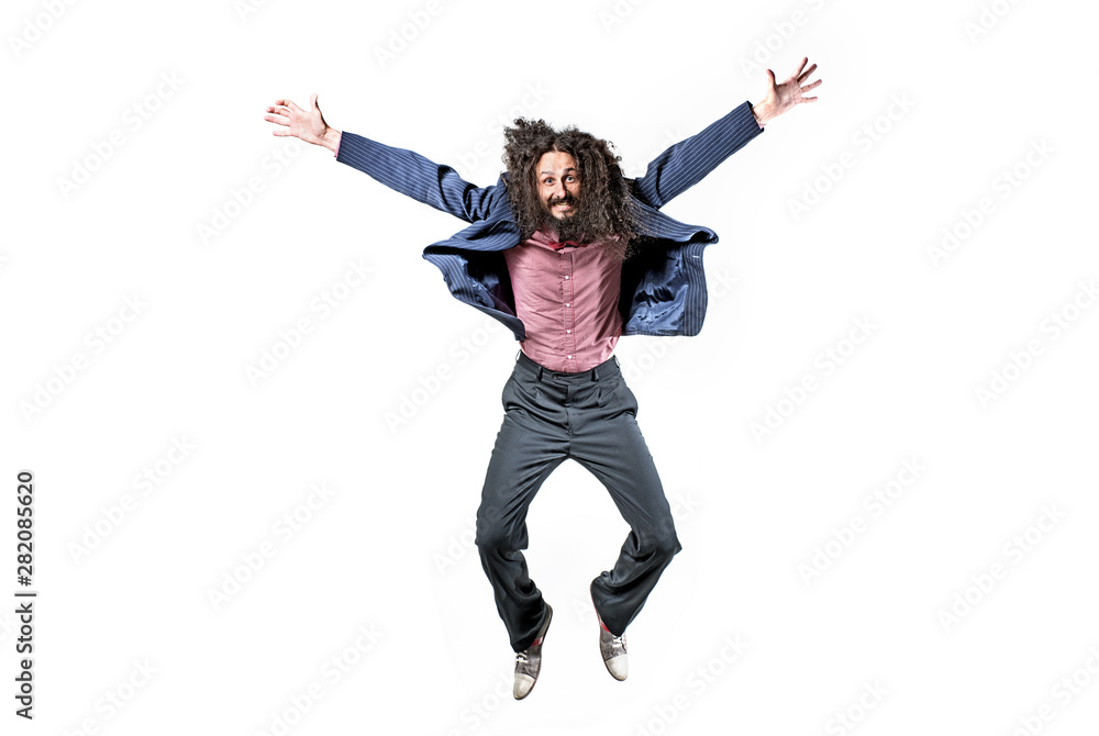 Portrait of a elegant jumping man - isolated Portrait of a elegant jumping man - isolated