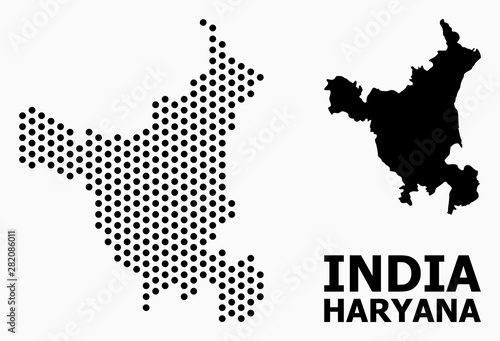 Dot Mosaic Map of Haryana State photo